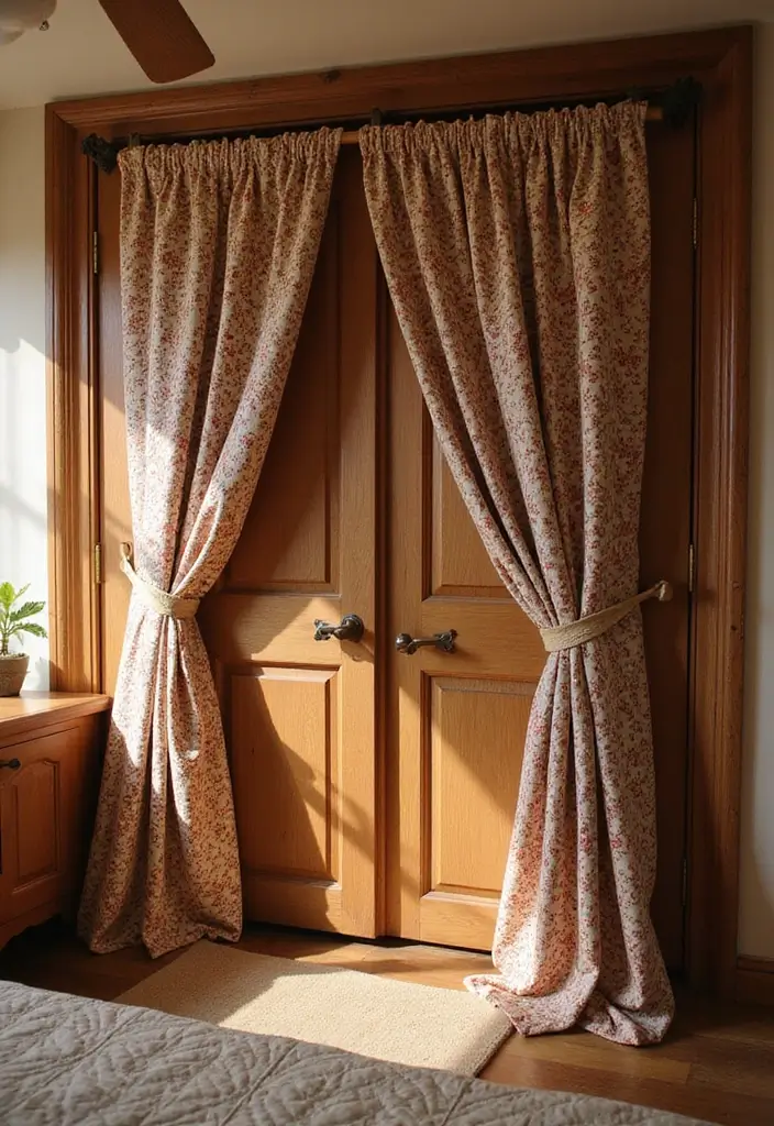 25 Curtains for Closet Doors Bedroom Ideas That Add Soft Style - 17. Quilted Fabric Curtains