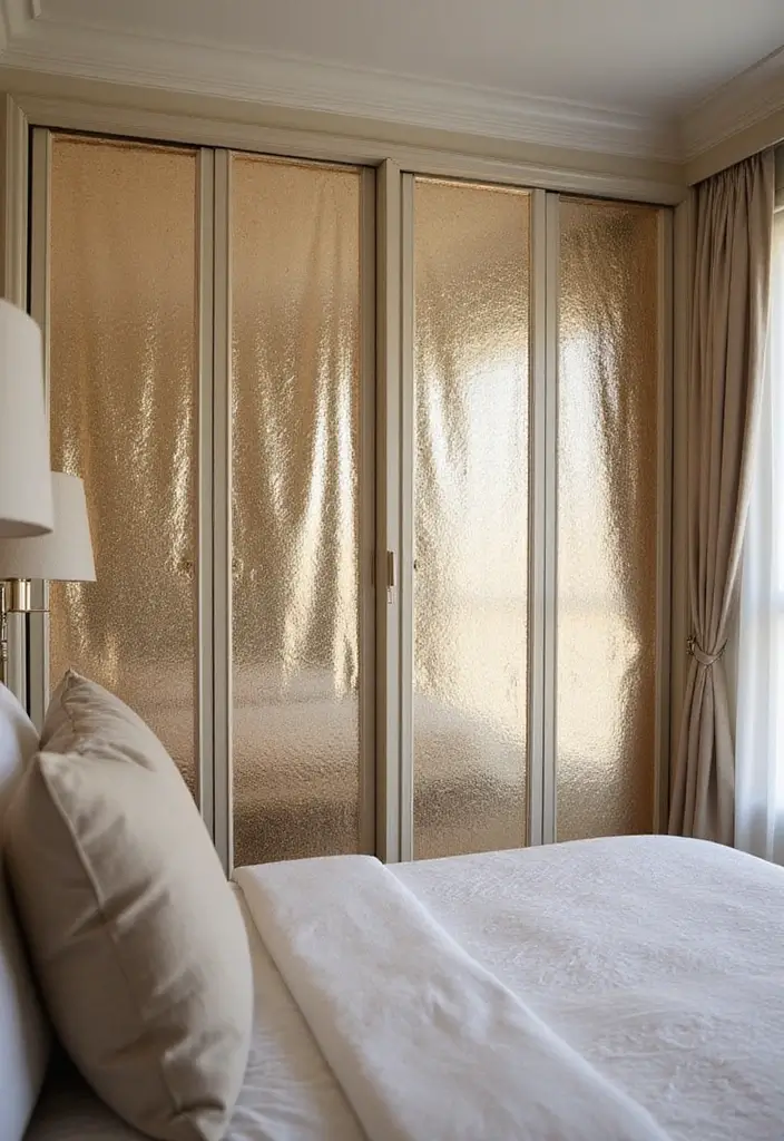 25 Curtains for Closet Doors Bedroom Ideas That Add Soft Style - 18. Metallic Foil Curtains