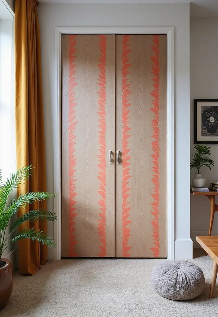 25 Curtains for Closet Doors Bedroom Ideas That Add Soft Style - 2. Bold Geometric Patterns