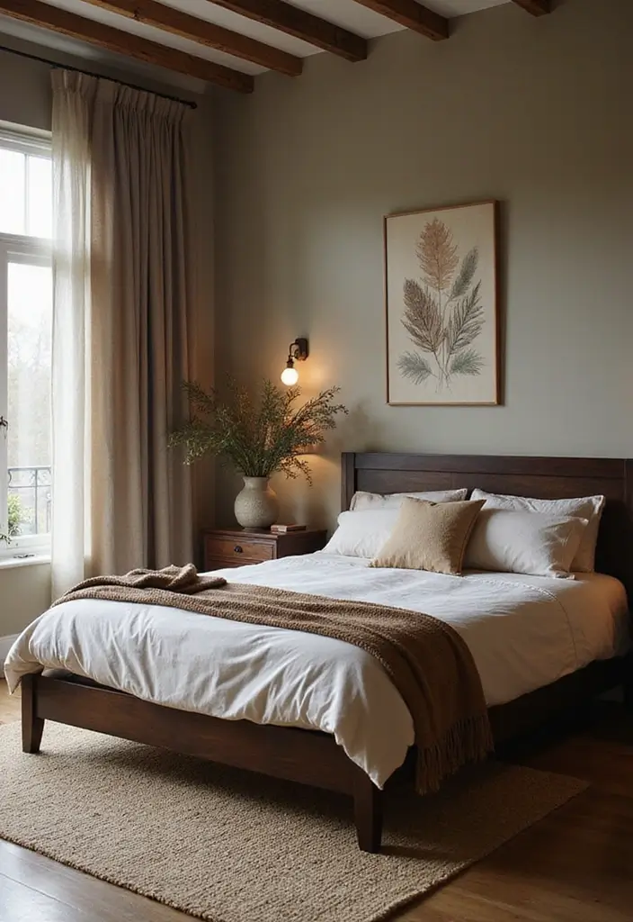 25 Dark Brown Bed Frame Bedroom Ideas That Look Solid and Stylish - 15. Nature-Inspired