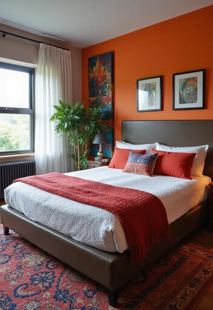 25 Dark Brown Bed Frame Bedroom Ideas That Look Solid and Stylish - 19. Inspiring Color Pops