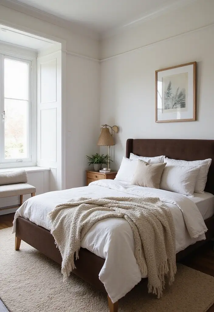 25 Dark Brown Bed Frame Bedroom Ideas That Look Solid and Stylish - 23. Seasonal Decor Changes