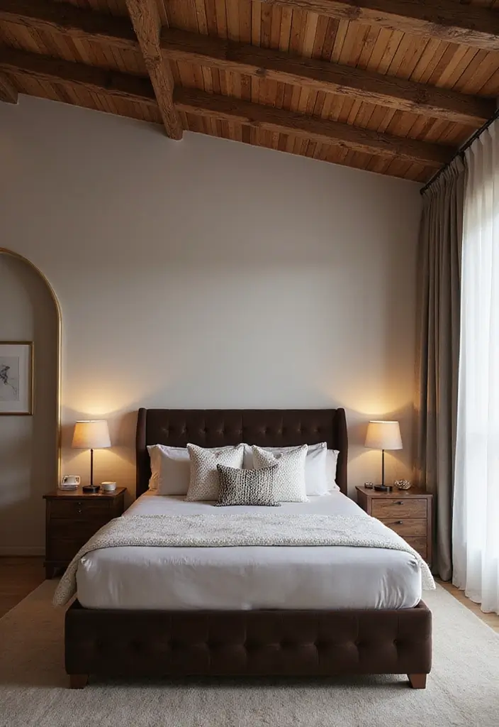 25 Dark Brown Bed Frame Bedroom Ideas That Look Solid and Stylish - 25. Statement Ceiling Designs