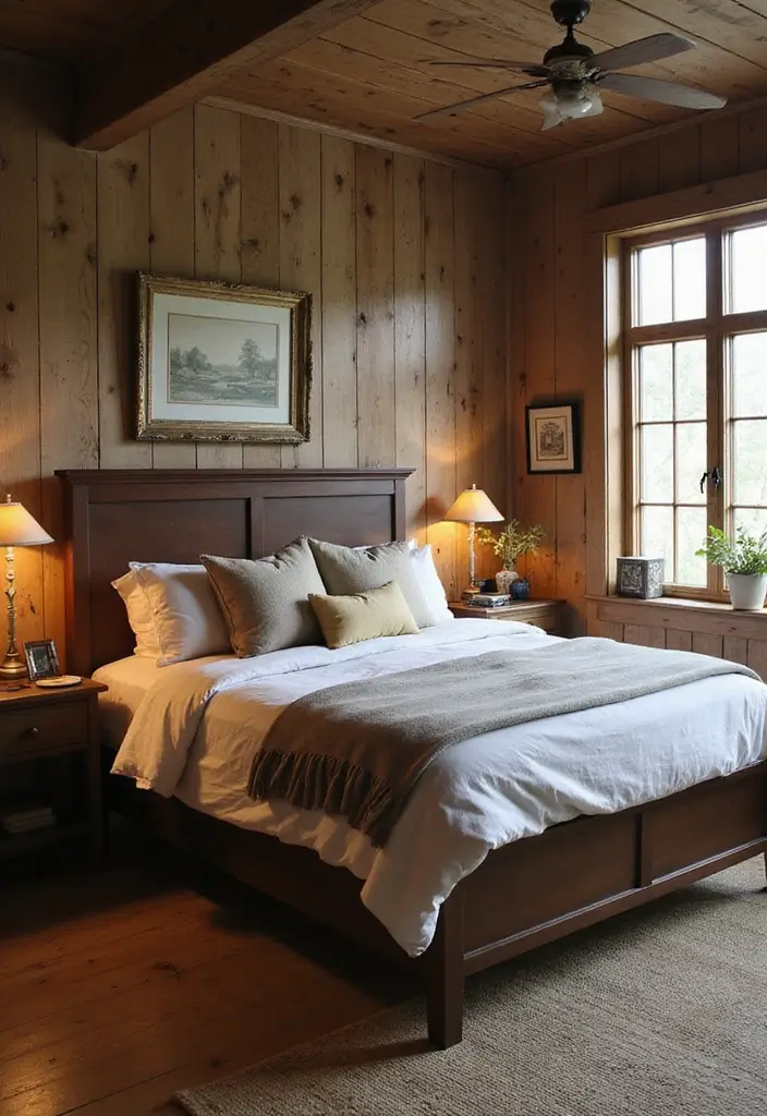 25 Dark Brown Bed Frame Bedroom Ideas That Look Solid and Stylish - 4. Rustic Farmhouse Style