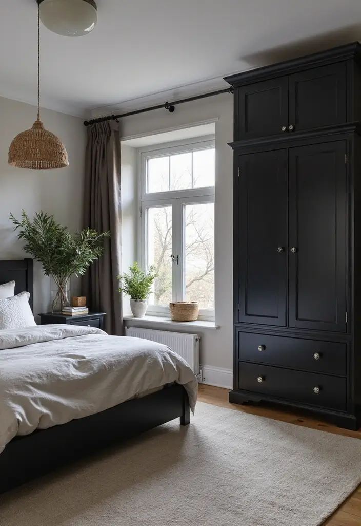 25 Dark Furniture Bedroom Ideas That Feel Rich and Dramatic - 20. Multi-functional Dark Furniture