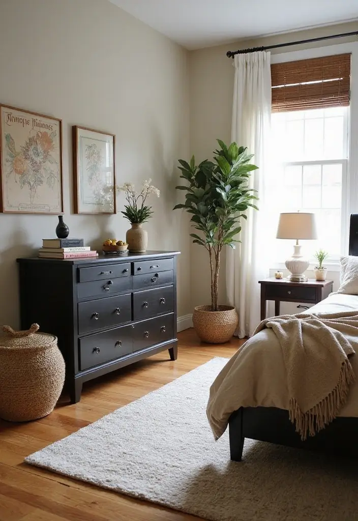 25 Dark Furniture Bedroom Ideas That Feel Rich and Dramatic - 22. Seasonal Decor Swaps