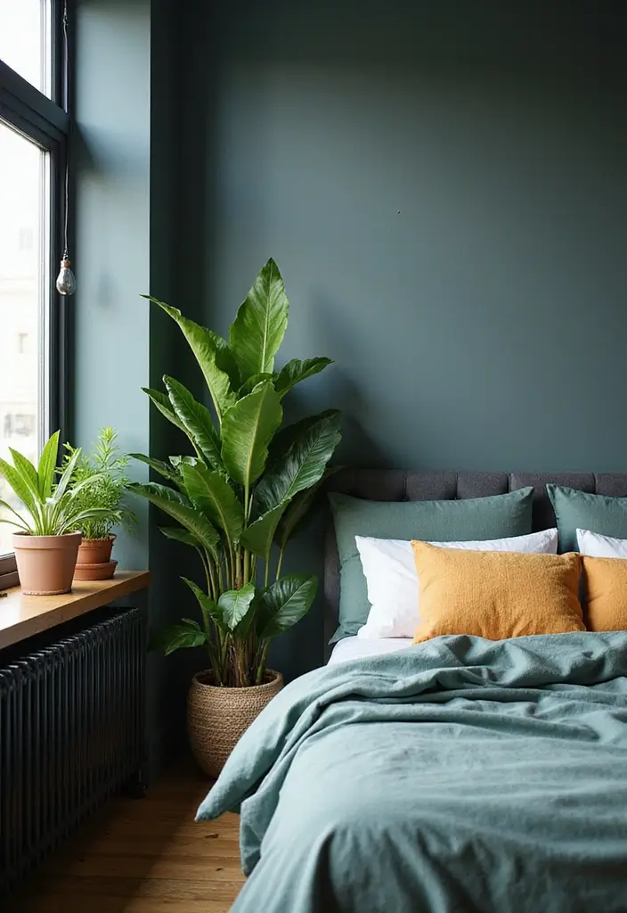 25 Dark Furniture Bedroom Ideas That Feel Rich and Dramatic - 25. Final Flourishes with Plants