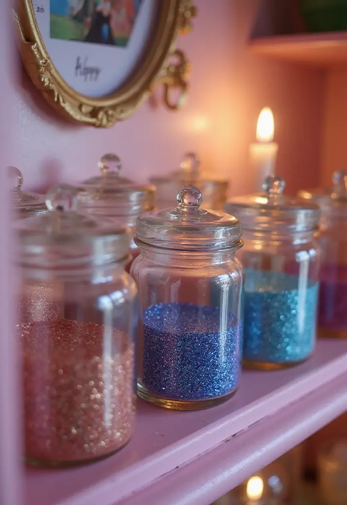25 Disney Princess Bedroom Ideas That Feel Magical and Sweet - 13. DIY Glitter Jars