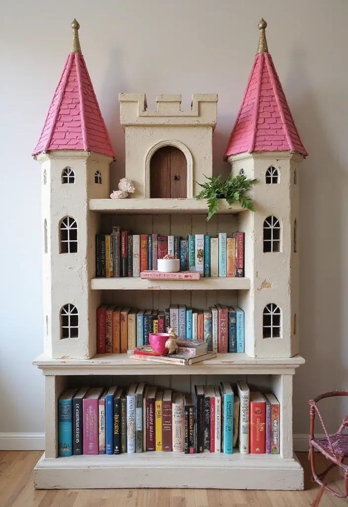 25 Disney Princess Bedroom Ideas That Feel Magical and Sweet - 18. Royal Themed Bookshelf