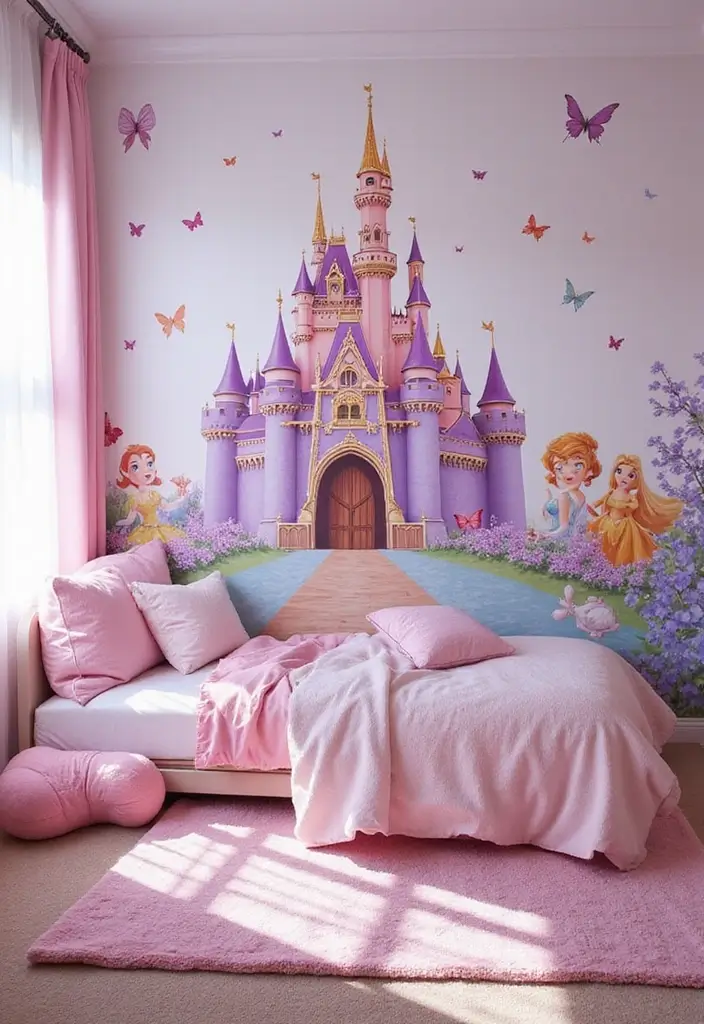 25 Disney Princess Bedroom Ideas That Feel Magical and Sweet - 2. Disney Princess Wall Murals