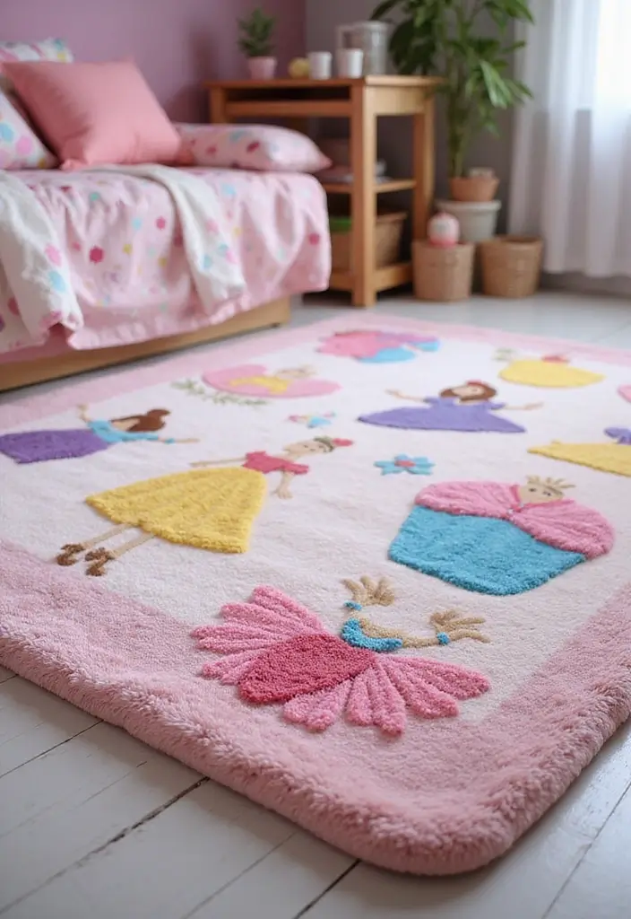 25 Disney Princess Bedroom Ideas That Feel Magical and Sweet - 6. Princess-themed Rugs