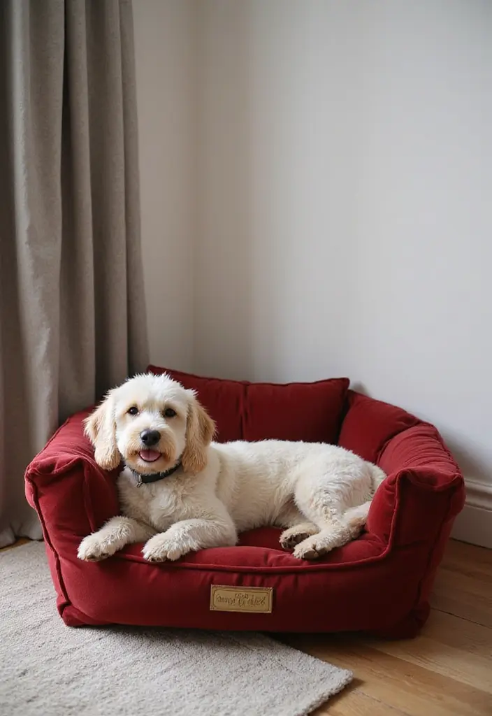 25 Dog Bed Ideas for Bedroom That Look Cute and Functional - 22. Luxury Velvet Dog Bed