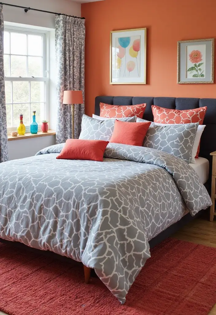 25 Gray Comforter Bedroom Ideas That Feel Calm & Neutral - 10. Gray Comforter with Bold Patterns