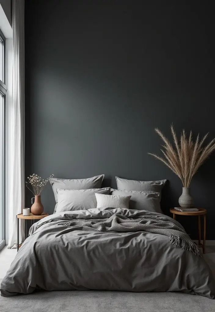 25 Gray Comforter Bedroom Ideas That Feel Calm & Neutral - 19. Gray Accent Wall