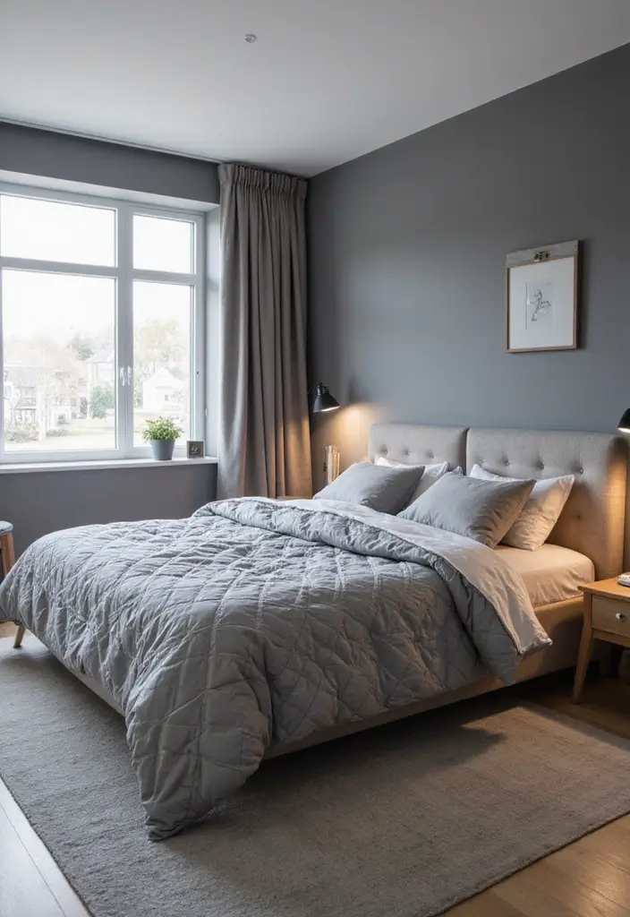 25 Gray Comforter Bedroom Ideas That Feel Calm & Neutral - 20. Gray Comforter with Futuristic Design