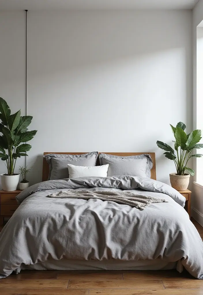 25 Gray Comforter Bedroom Ideas That Feel Calm & Neutral - 5. Gray Comforter with Natural Elements