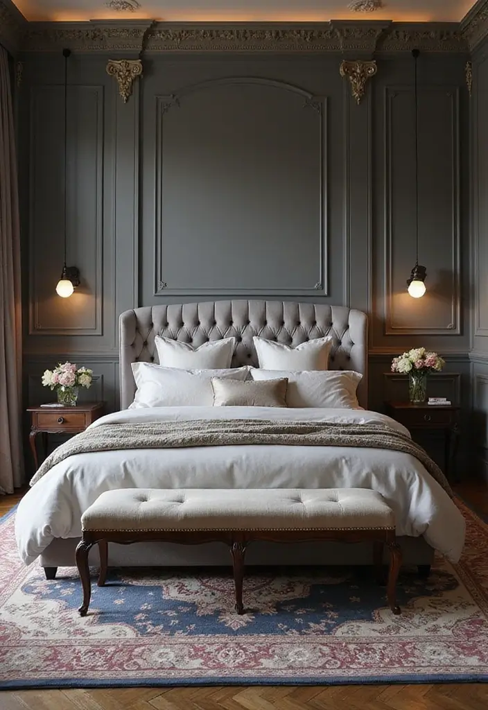 25 Grey Headboard Bedroom Ideas That Feel Classy and Versatile - 19. Luxurious Layers