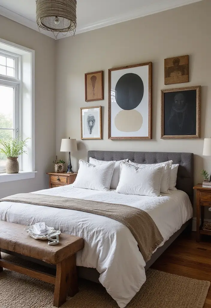 25 Joanna Gaines Bedroom Ideas That Feel Farmhouse & Cozy - 8. Bold Wall Art