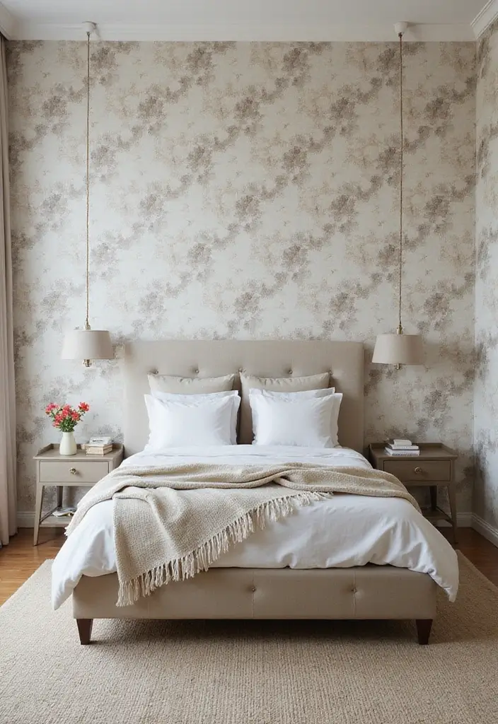 25 Light Blue Aesthetic Bedroom Ideas That Feel Fresh and Clean - 12. Subtle Patterns