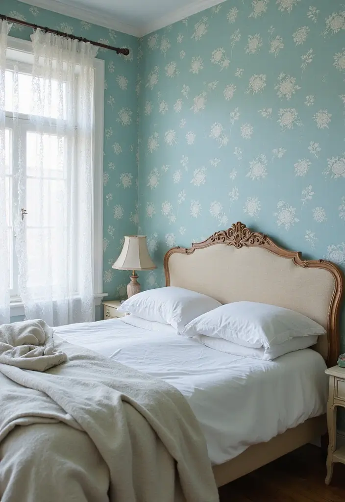 25 Light Blue Aesthetic Bedroom Ideas That Feel Fresh and Clean - 3. Vintage Charm