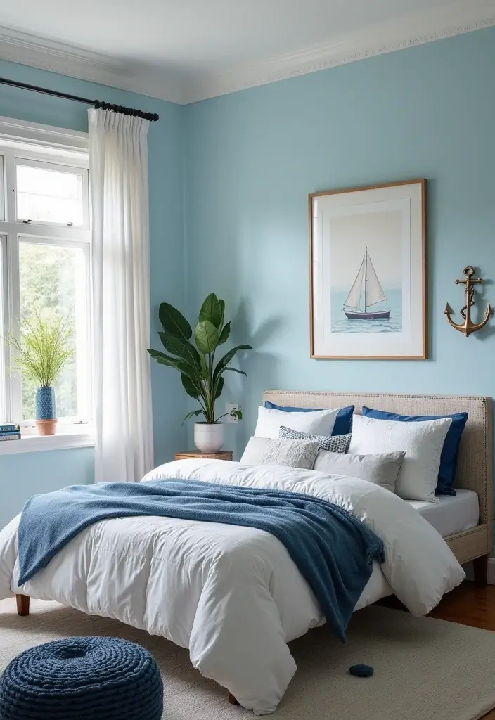25 Light Blue Aesthetic Bedroom Ideas That Feel Fresh and Clean - 5. Nautical Nook