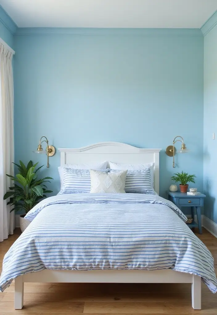 25 Light Blue Wall Bedroom Ideas That Make Spaces Feel Open - 2. Nautical Stripes