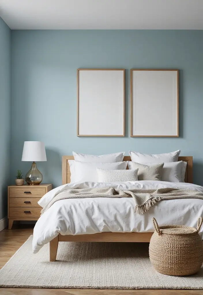 25 Light Blue Wall Bedroom Ideas That Make Spaces Feel Open - 21. Light Blue and Natural Wood