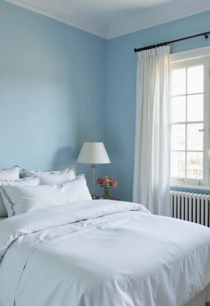 25 Light Blue Wall Bedroom Ideas That Make Spaces Feel Open - 24. Elegant Bedding Choices