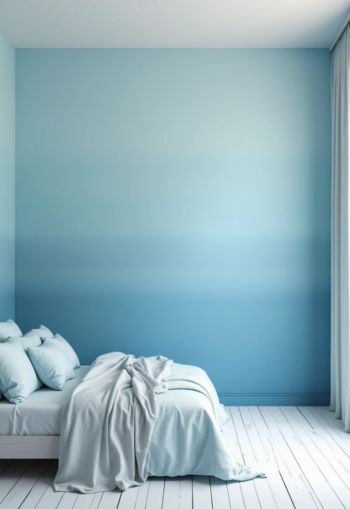 25 Light Blue Wall Bedroom Ideas That Make Spaces Feel Open - 6. Light Blue Ombre