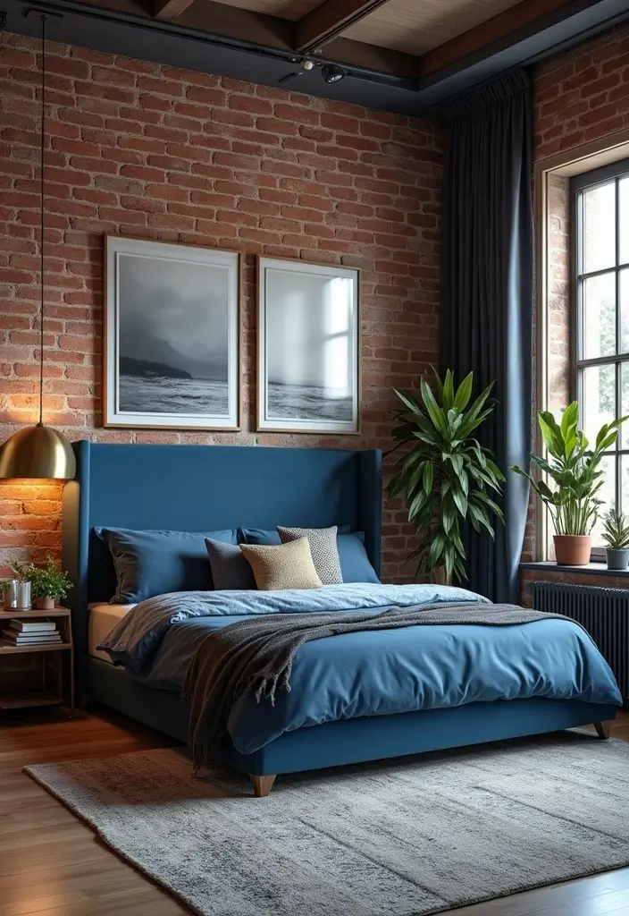 25 Navy Blue Bedroom Ideas That Are Classic and Relaxing - 22. Urban Chic