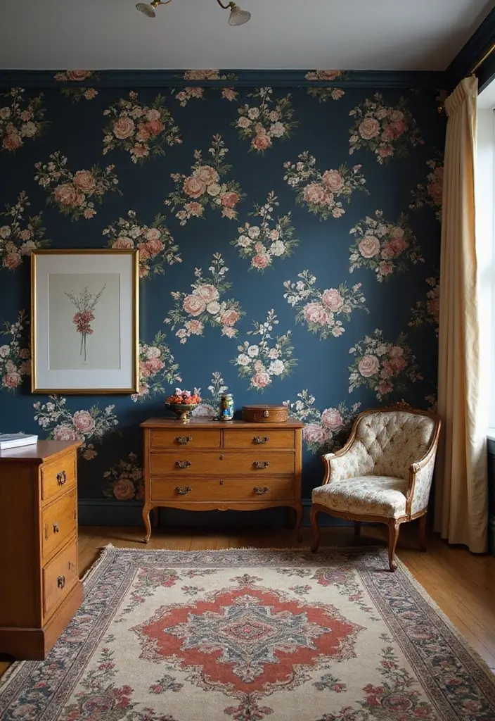 25 Navy Blue Bedroom Ideas That Are Classic and Relaxing - 5. Vintage Charm