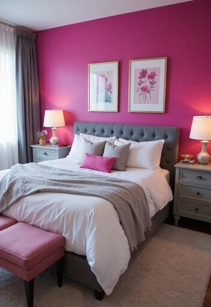 25 Paint Ideas for Bedroom That Completely Transform Your Space - 21. Eye-Catching Fuchsia