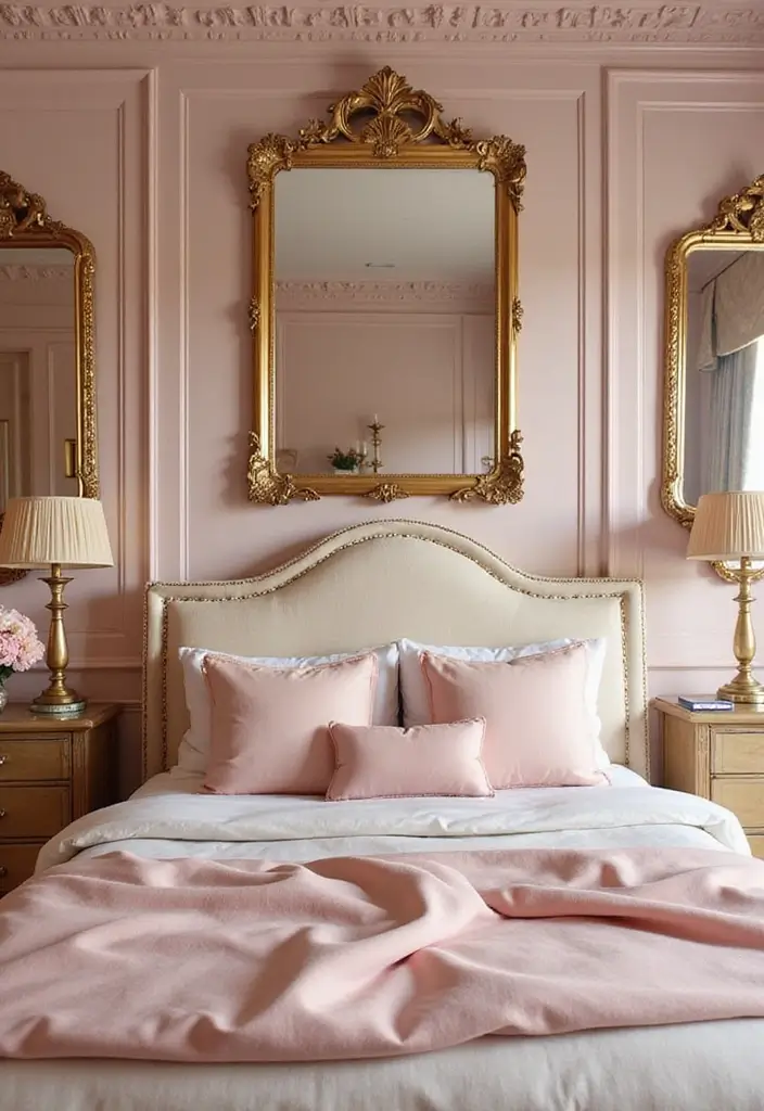 25 Pink Bedroom Ideas for Adults That Feel Romantic and Refined - 1. Blush and Gold Elegance