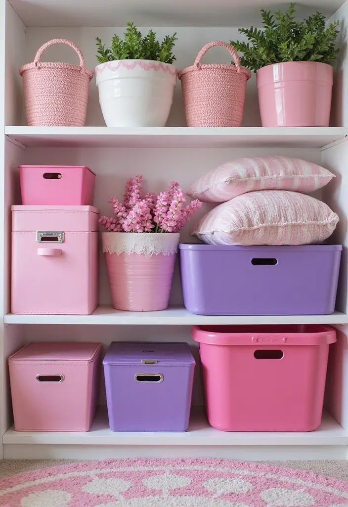 25 Pink and Purple Bedroom Ideas That Feel Fun and Dreamy - 21. Playful Storage Solutions