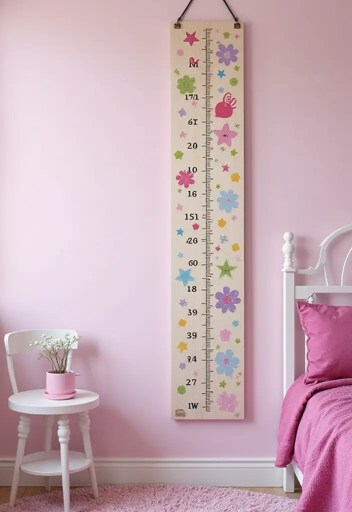25 Pink and Purple Bedroom Ideas That Feel Fun and Dreamy - 23. Interactive Growth Charts