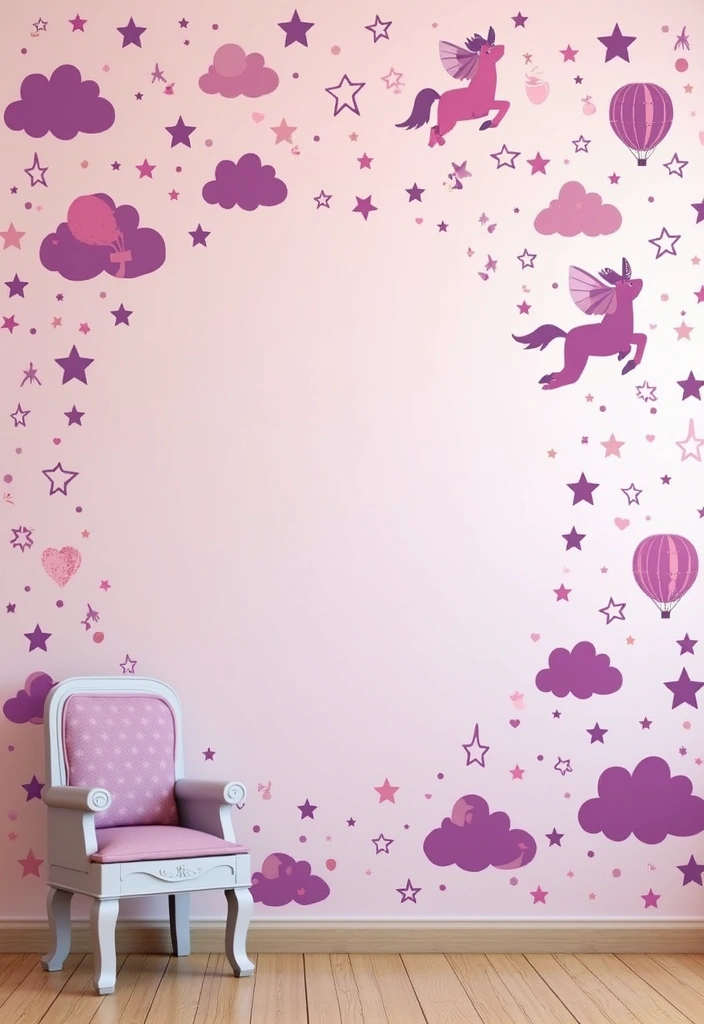 25 Pink and Purple Bedroom Ideas That Feel Fun and Dreamy - 4. Whimsical Wall Decals