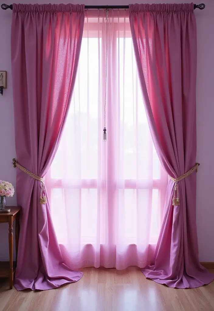25 Pink and Purple Bedroom Ideas That Feel Fun and Dreamy - 8. Pink and Purple Themed Curtains