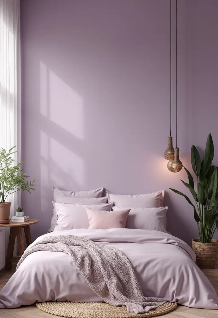 25 Room Painting Ideas Bedroom Aesthetic That Feel Calm & Trendy - 1. Soft Lavender Bliss