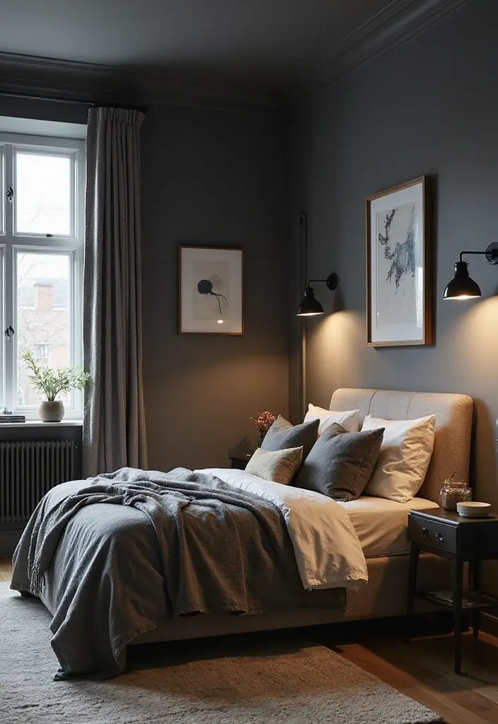 25 Room Painting Ideas Bedroom Aesthetic That Feel Calm & Trendy - 12. Chic Charcoal Gray