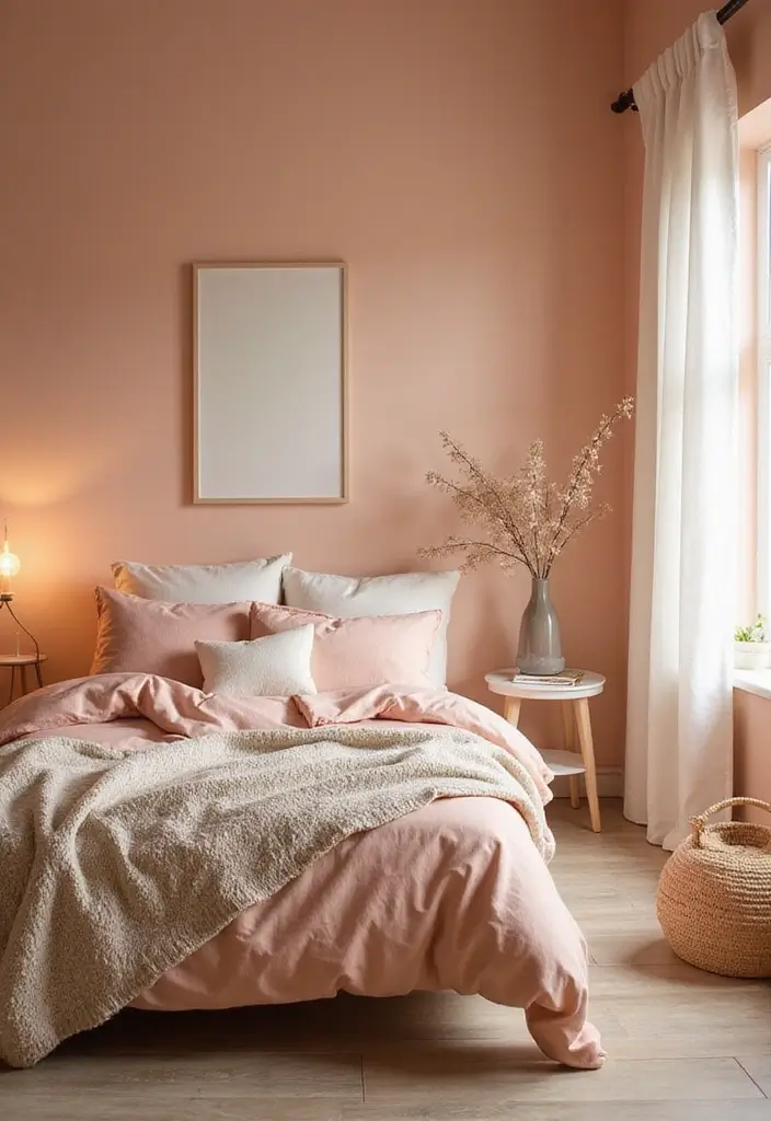 25 Room Painting Ideas Bedroom Aesthetic That Feel Calm & Trendy - 16. Gentle Peach