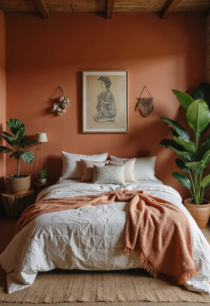 25 Room Painting Ideas Bedroom Aesthetic That Feel Calm & Trendy - 2. Earthy Terracotta Charm