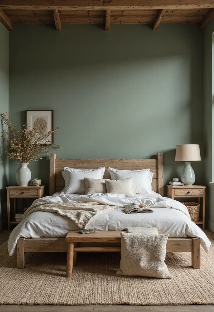25 Room Painting Ideas Bedroom Aesthetic That Feel Calm & Trendy - 7. Rustic Sage Green