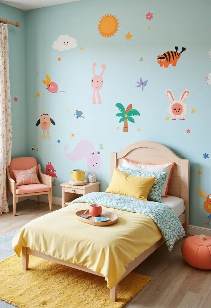 25 Toca Boca House Ideas Free Bedroom That Are Cute & Creative - 17. Wall Decals and Murals