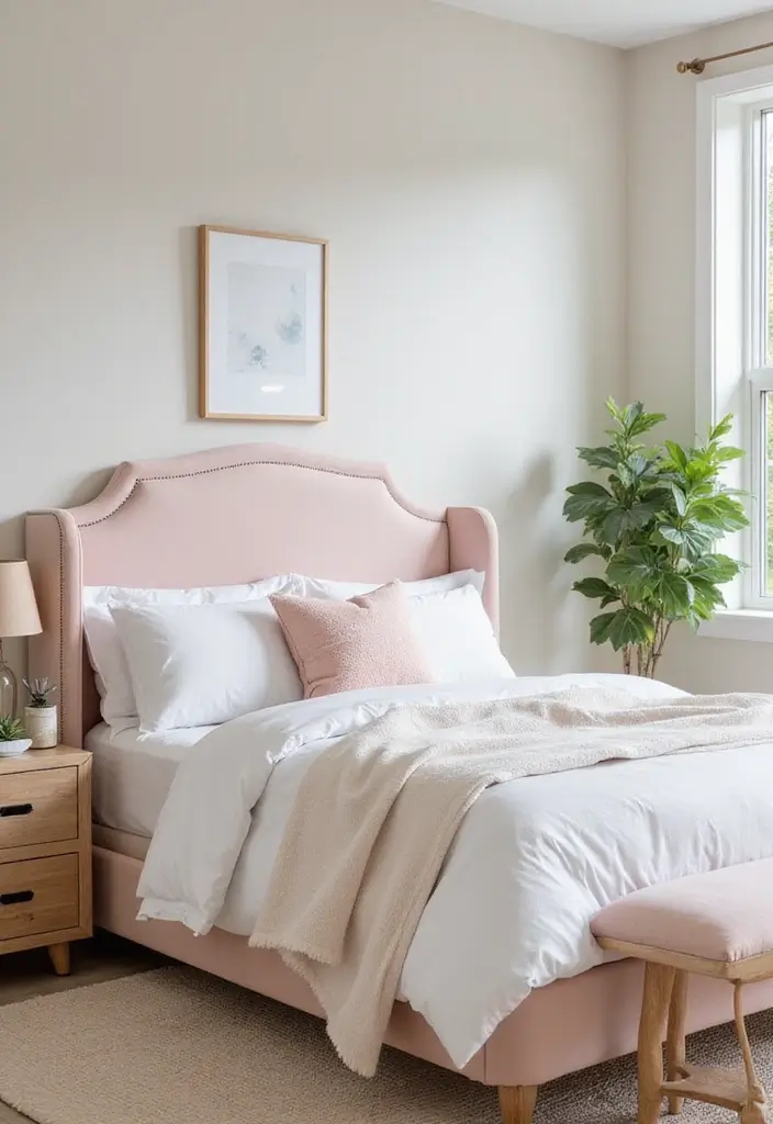 25 Upholstered Beds Bedroom Ideas That Feel Luxe and Cozy - 17. Soft Pastels