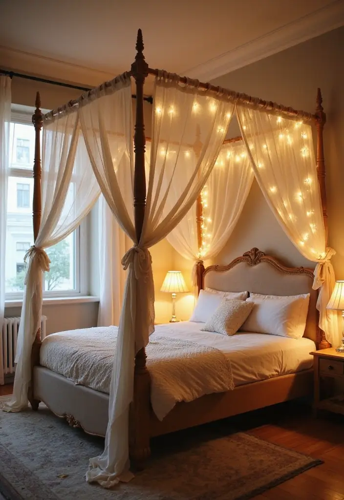 25 Upholstered Beds Bedroom Ideas That Feel Luxe and Cozy - 18. Layered Canopies
