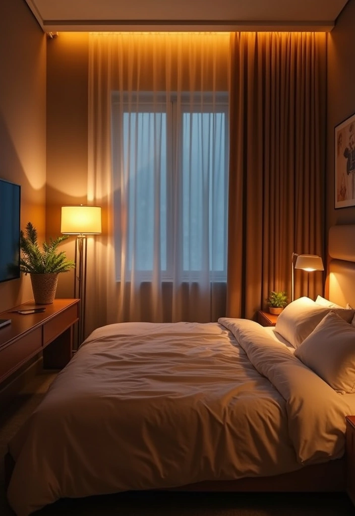 30 Bedroom Ideas with TV That Balance Relaxation & Design - 26. Cozy Bedside Lighting