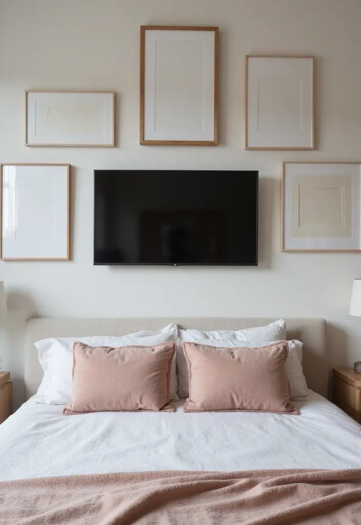 30 Bedroom Ideas with TV That Balance Relaxation & Design - 3. Wall-Mounted TV with Minimalist Frames