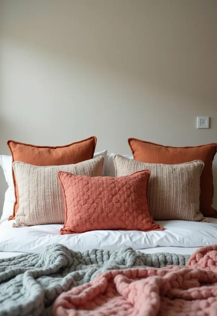 30 Bedroom Photoshoot Ideas Night That Feel Cozy & Romantic - 12. Dreamy Throw Pillows