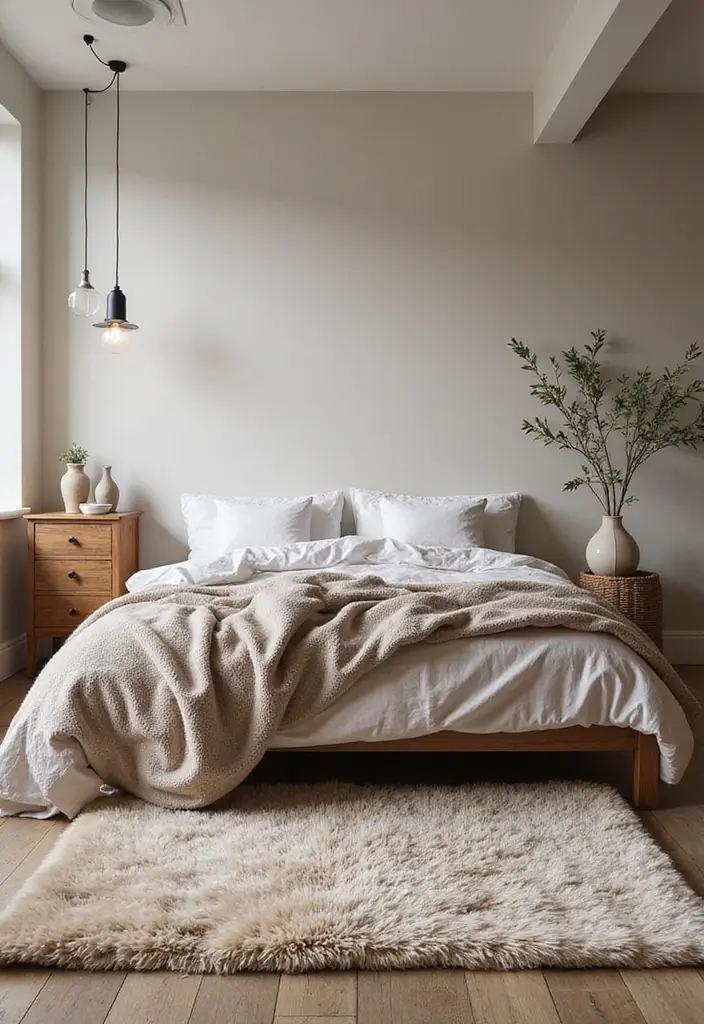 30 Bedroom Photoshoot Ideas Night That Feel Cozy & Romantic - 15. Stylish Rugs for Comfort