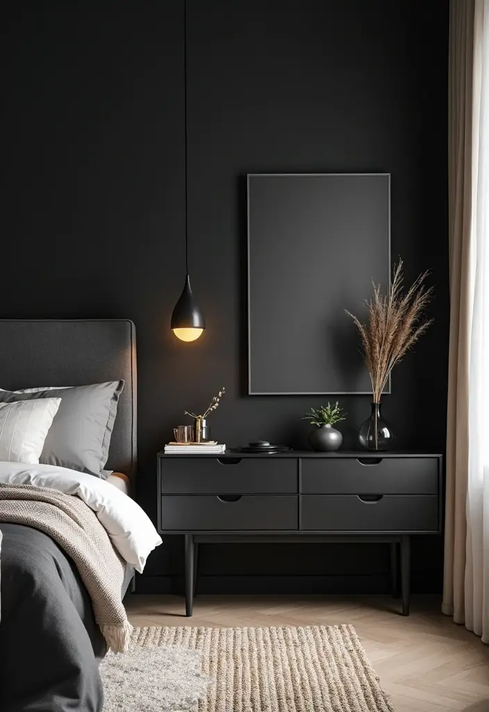 30 Black Aesthetic Bedroom Ideas That Are Sleek and Stylish - 17. Smart Storage Solutions